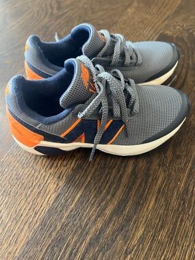New Balance Grey and Orange Kids Athletic Sneakers